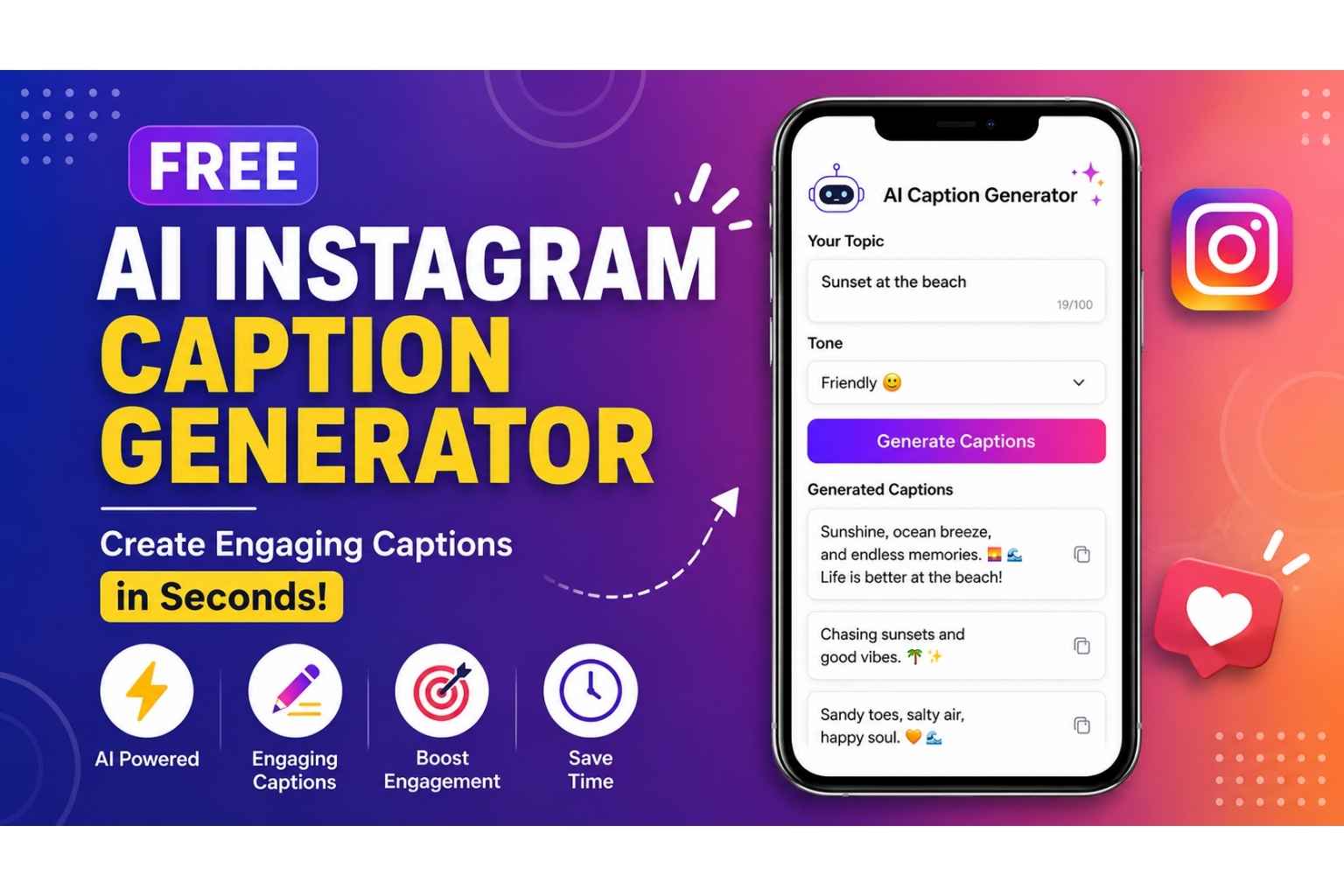 Free AI Instagram Caption Generator | MaxGenieai